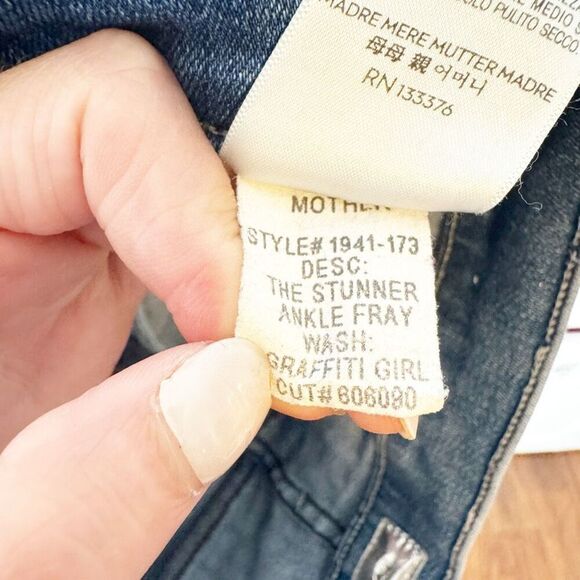 Mother Denim the Stunner Ankle Fray Skinny Jeans Graffiti Girl Women’s Size 27 - Picture 11 of 11